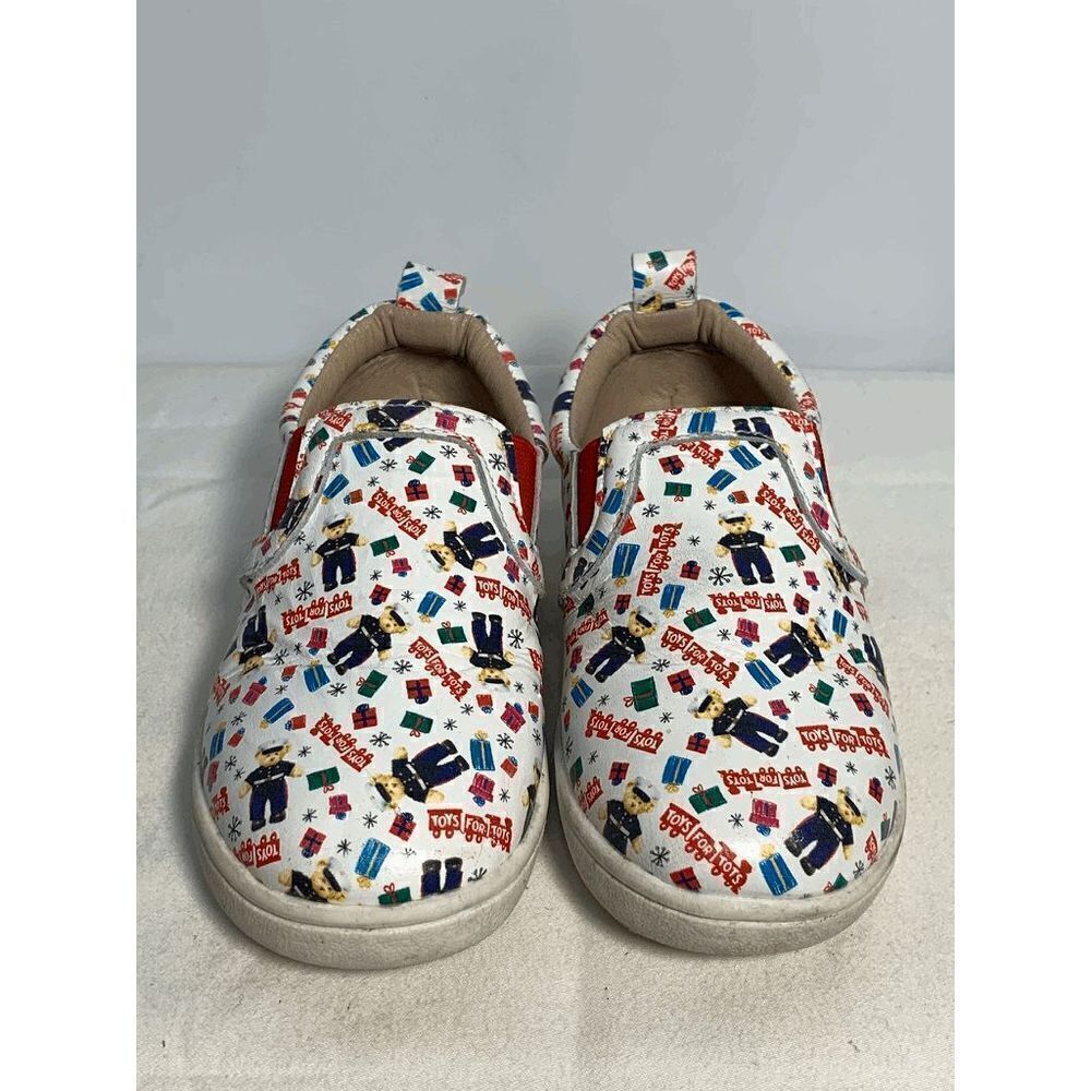 Monkey Feet Kids Girls Slip On Sneaker Shoes Leather Gift Bear Multicolor 3-4Y